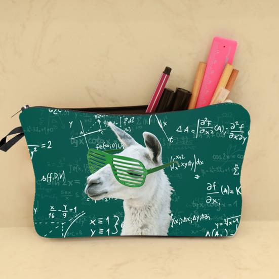 Zarte Handwerkskunst, Hängeloch, Kosmetiktasche, glatter Reißverschluss, Vicuna-Druck, große Kapazität, Beauty-Handtasche