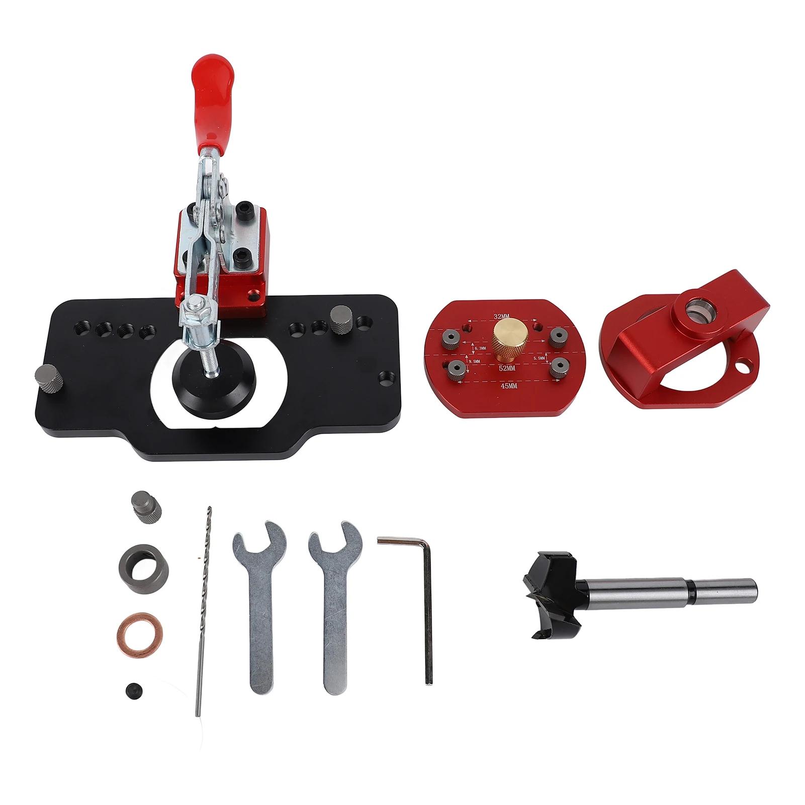 

Cabinet Hinge Drilling Locator Carbide Drill Bit Door Hinge Installation Jig Quick Depth Setting 35mm for Woodworking Use коричневий