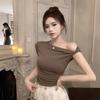 2025 Sexy Ruffled Off-Shoulder T-Shirt – Summer Pure Desire Style