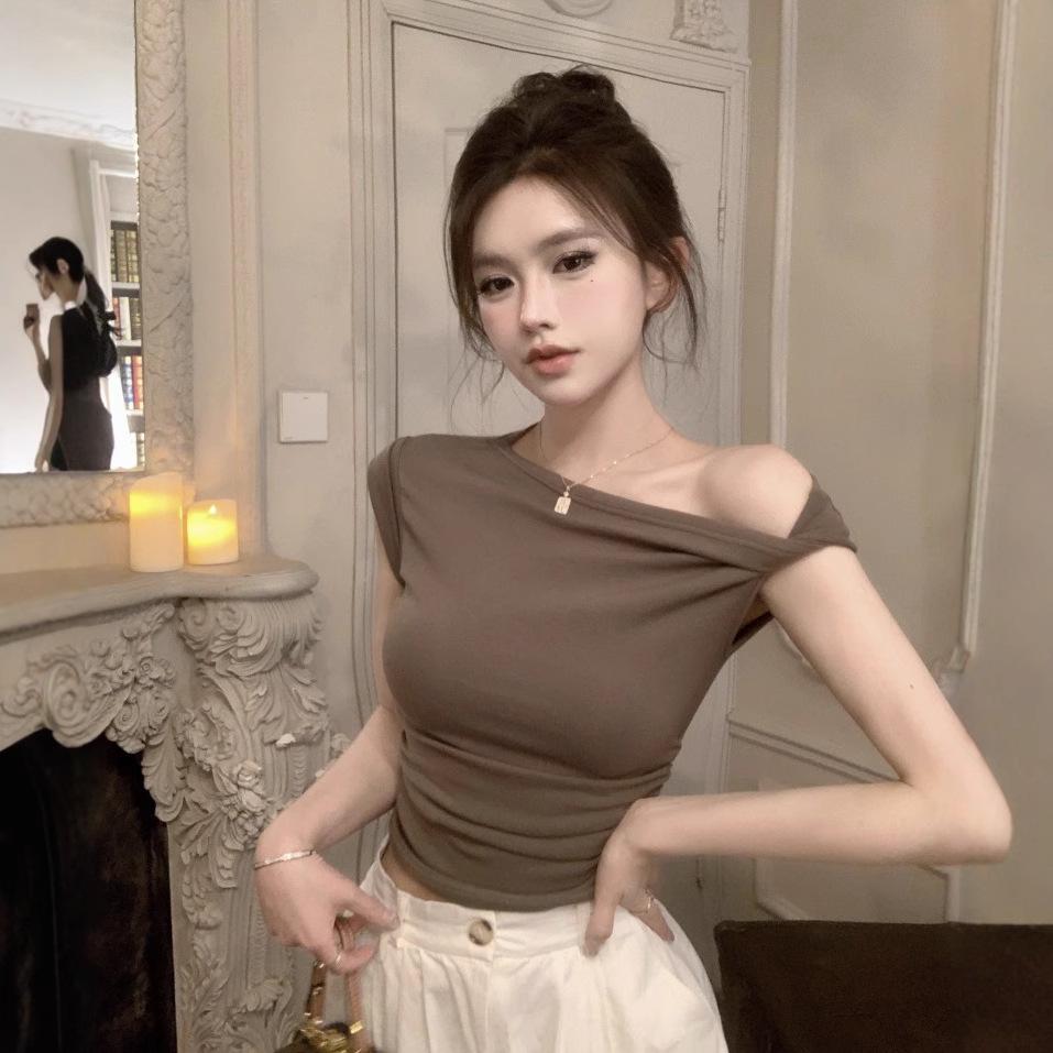 2025 Sexy Ruffled Off-Shoulder T-Shirt – Summer Pure Desire Style