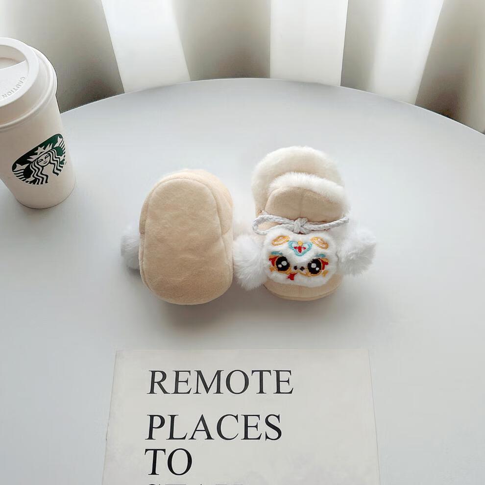 Year of the Snake Winter Baby Sock Shoes for 0-12 Months - Warm Velvet, Non-Slip Heel.