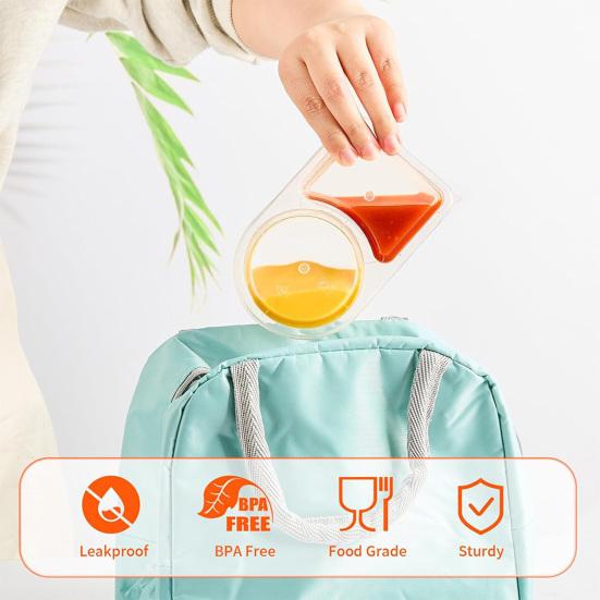 Dvoukomorová nádoba na koření s víčky a lžičkou, nepropustná krabička na omáčku, opakovaně použitelné průhledné nádoby na koření pro kuchyň, kavárnu, restauraci