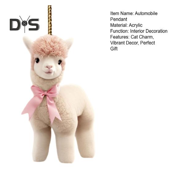 Hänge för bil 2D Akryl Färgglad Alpaca Katt Berlock Bildekoration Lättviktigt Hängsmycke för Fordon