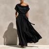 Abito da Donna Casual e alla Moda in Chiffon, Gonna Lunga