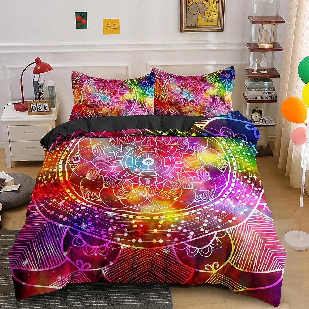 

Psychedelic Boho Luxury Bedding Set 3Pcs With Pillowcase King Duvet Cover Queen 2/3Pcs Polyester Comforter Cover Home Textile EU Twin(135x200cm)