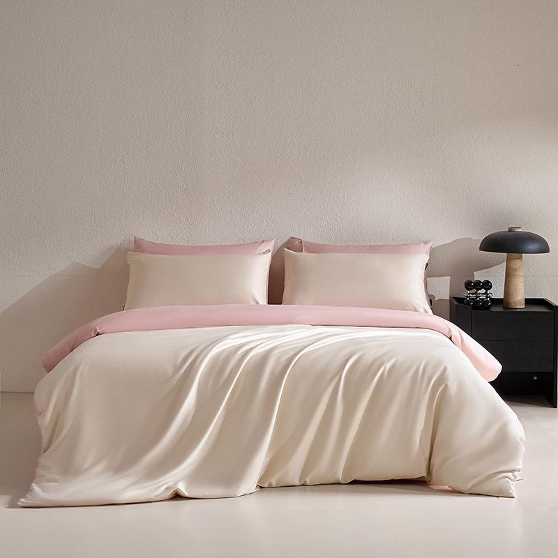 Class A Long-Staple Cotton Sateen Four-Piece Set: Pure, Simple, Solid Color with Single Duvet Cover