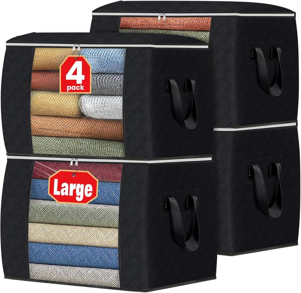 Fab Totes Storage Bags,Clothes Blanket Storage Bins Foldable Closet Organizers with Reinforced Handle for Home Dorm Storage and Organization
