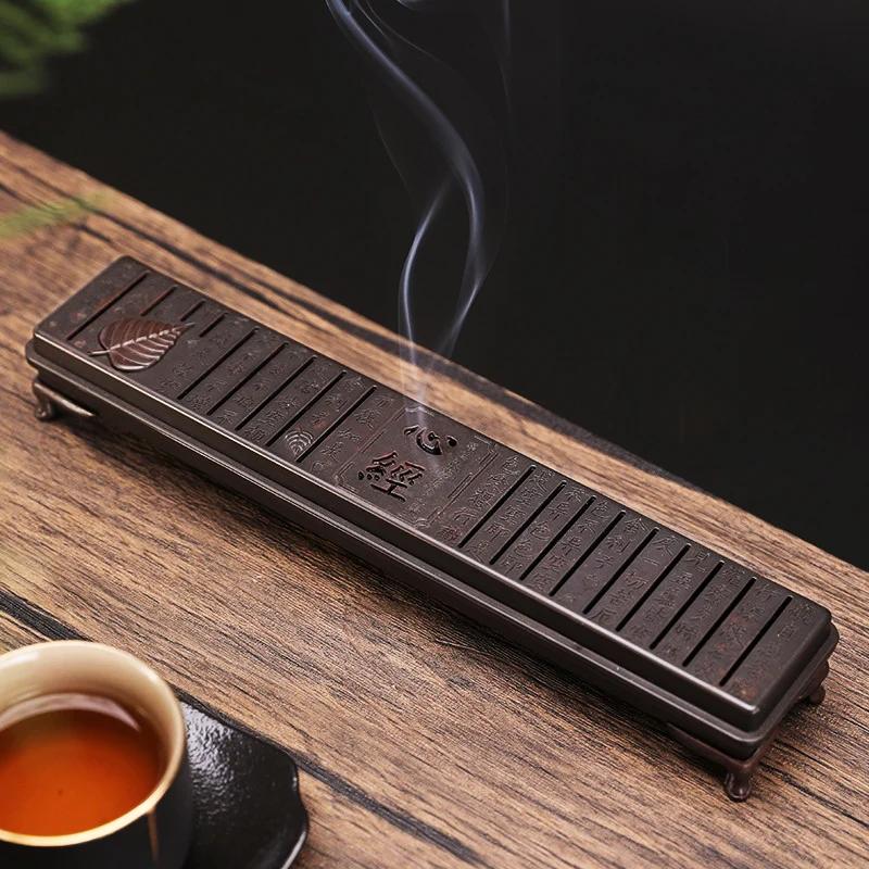 22cm Metal Alloy Prajna Paramita Heart Sutra Incense Burner for Sandalwood OUDH Incense Sticks Holder Home Decor Ornaments