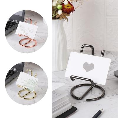 Porta-cartões de metal Porta-cartões de visita Suporte decorativo para celular Suporte para mesa de escritório Suporte para leitura fácil