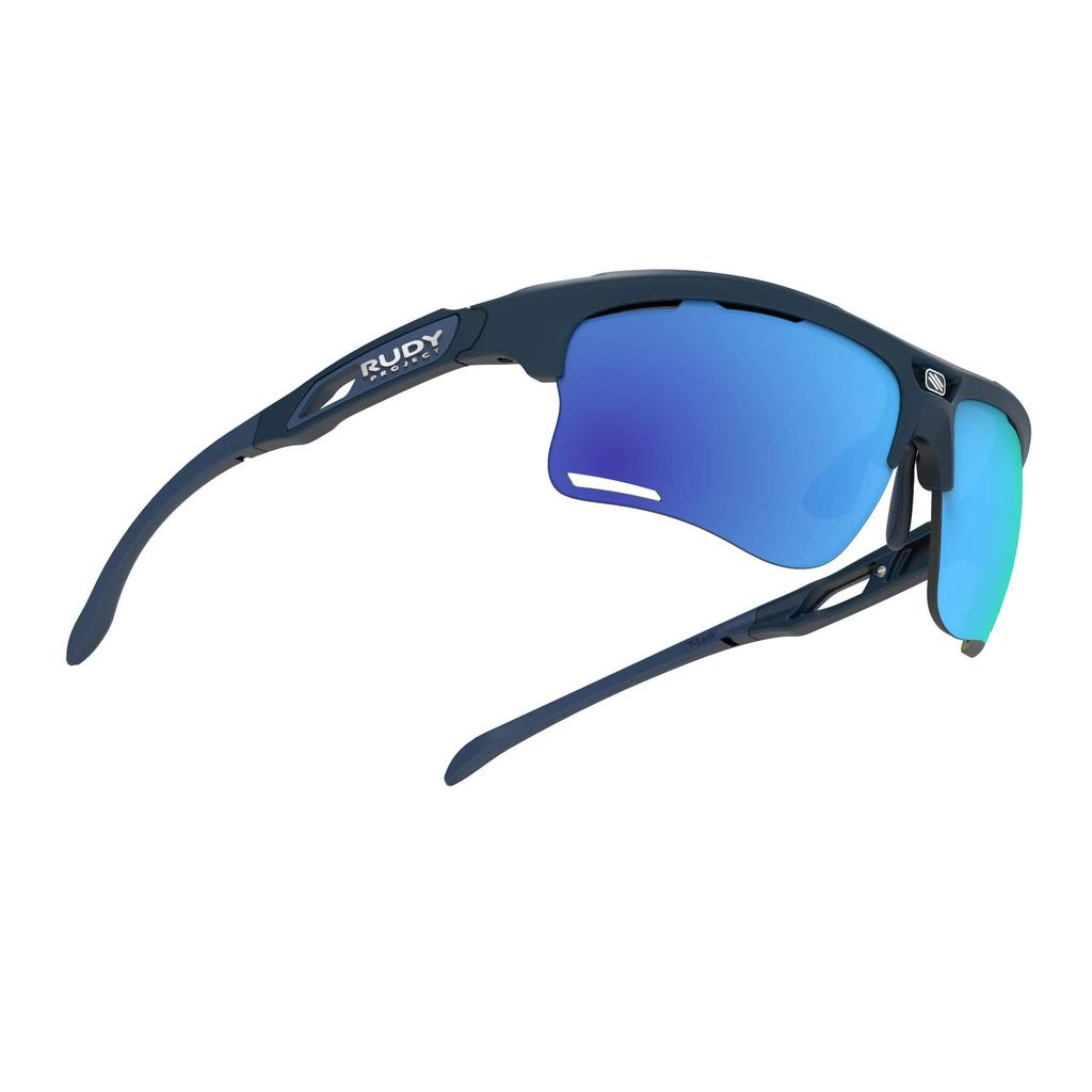 Rudy Project KEYBLADE Sportsonnenbrille für Straße und Blau-Marine Mattes Gestell mit Polar 3FX Multi Laser Blau Gläsern Fahrräder, Radfahren, Marathons, Joggen,