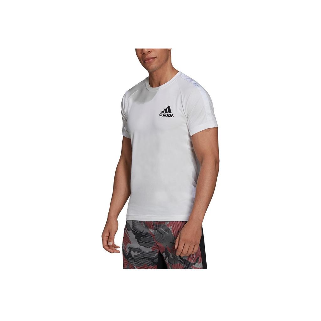 Adidas Logo Print Sports Crew Neck Short Sleeve T-Shirt Men Tops White H28785