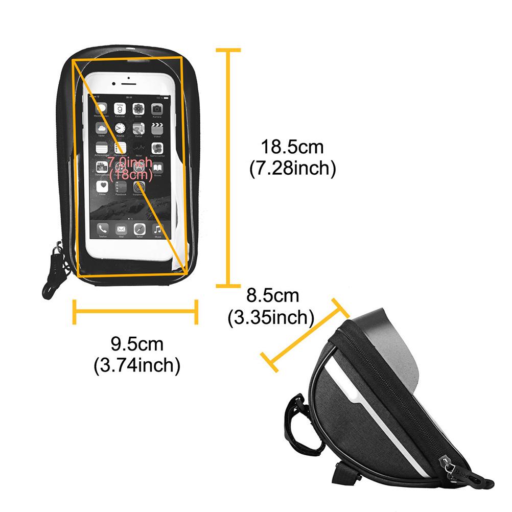 Wasserdichte Fahrrad Handyhalterung Halter Tasche Reflektierend Universal Hintere Lenkertasche Transparente Berührbare Hülle