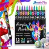 12Pieces Double Ended Acrylic Markers Acrylic Paint Pen with Brush Tip for Painting On Paper Wood Glass Ceramic Canvas