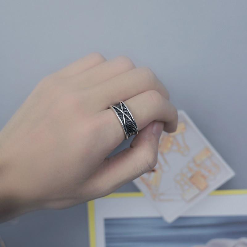 Regulowany Pierścionek Unisex z Geometrycznym Wzorem Vintage Retro Otwarty Pierścionek Modna Biżuteria Mężczyźni Kobiety