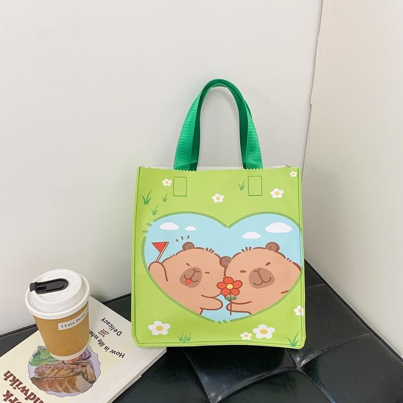Large Capacity Handbag Simple Animation Cartoon Printing Handbag Shopping Bag Cute Cartoon Commuter Women's Bag