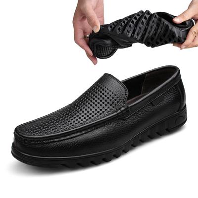 Genuine Leather Men's Casual Shoes Hollow Hole Business Loafers Men Mocassin Comfortable Slip-On Walking Driving Shoes Men San