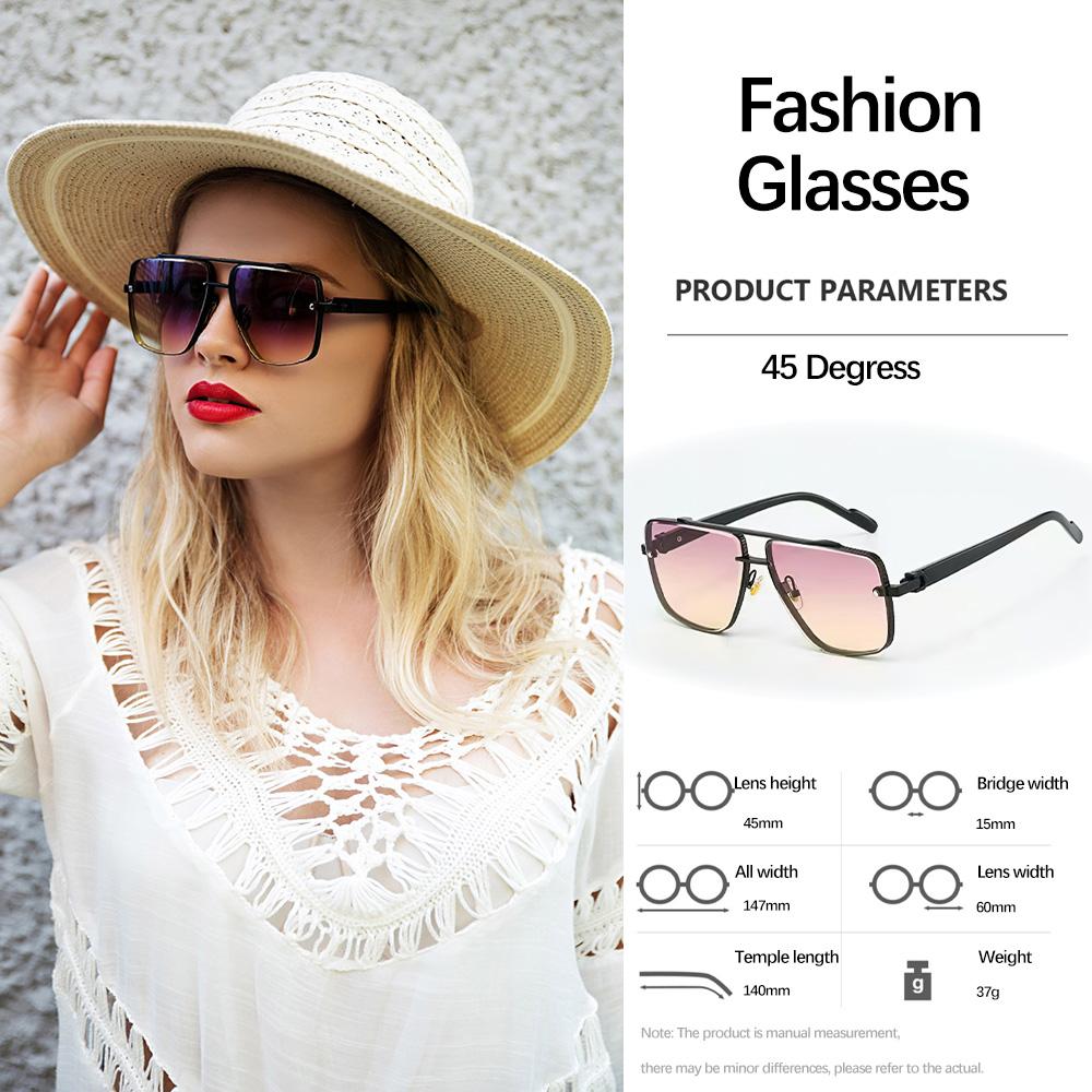 New In Sunglasses For Women Modern Fashionable Square Eyeglass Frame Metal Decoration Simple Lines Accessories Women Glasse