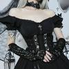 Goth Gothic Vintage Princess Dress Women Dark Lace Up Cross Corset Streetwear Partywear Lolita Female