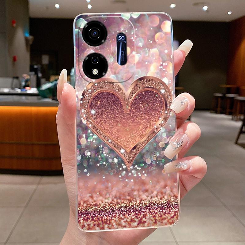 Für Itel P55 5G Hülle Ite Power 55 5G Handyhülle Blume Schmetterling Dünne Hüllen P661N P665L Capa Transparent Weiches Silikon TPU Cover