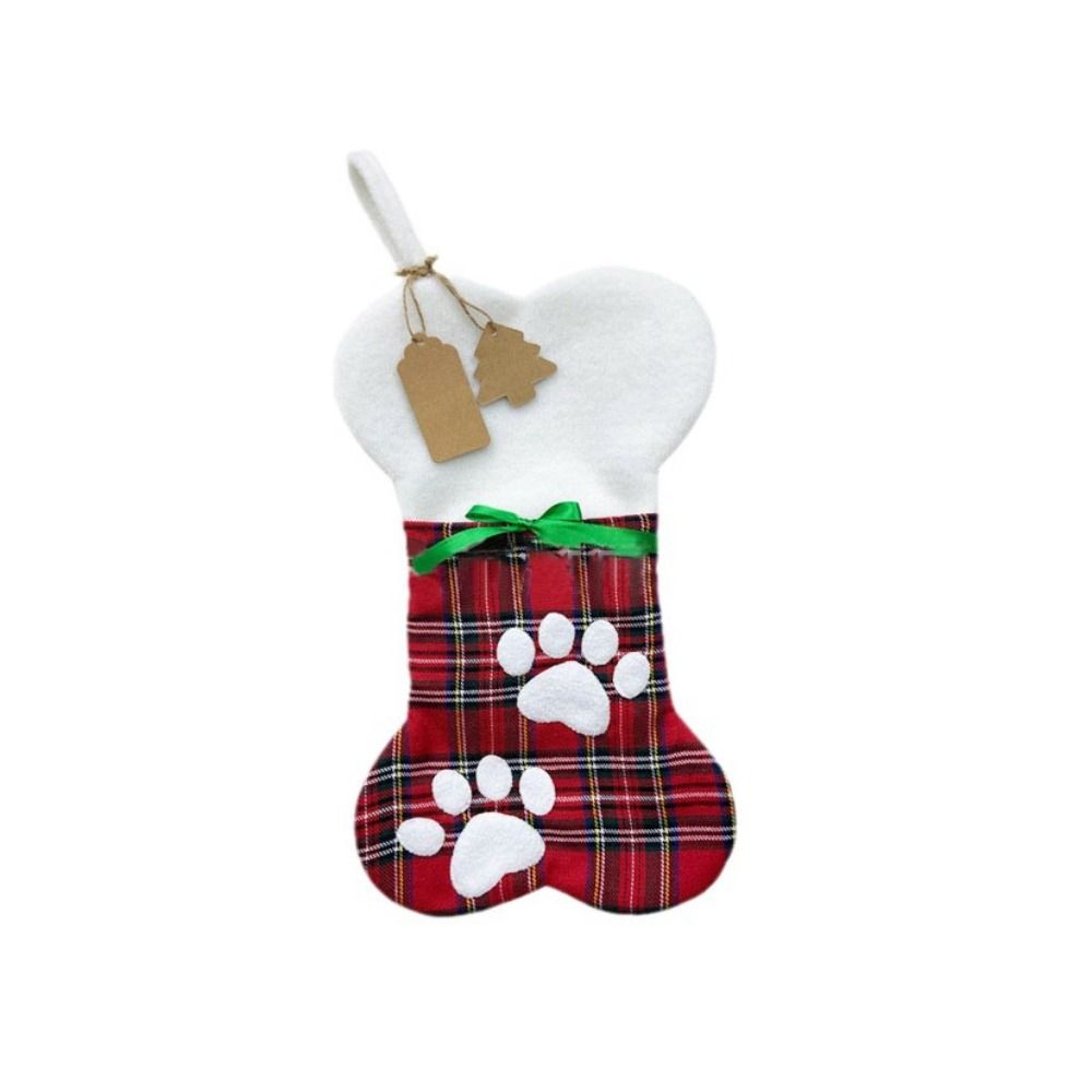 Reusable Dog Bone Shape Candy Bag Creative New Year Gift Bag Xmas Ornament Christmas Socks  Home