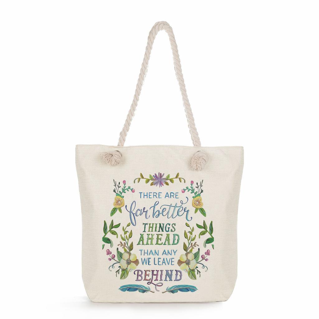 Multifunctional Trendy Letters Printed Thick Rope Shoulder Beach Bag Casual large capacity handbag 7593