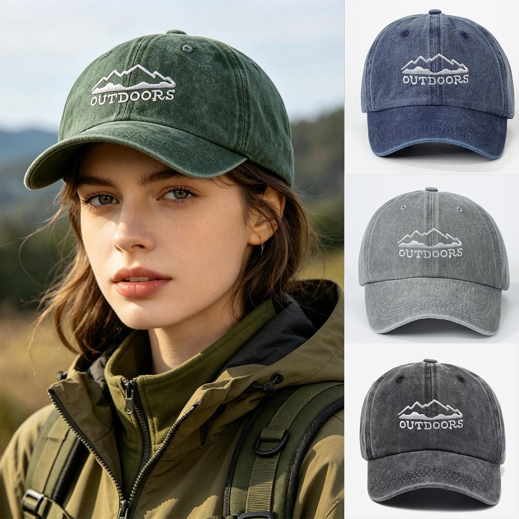 Adjustable buckle baseball cap with forest print, curved brim, outdoor casual duckbill cap, adjustable for sun protection