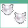 Niedliche Perlen Katzen Ohrstecker Silber Schmuck Großhandel