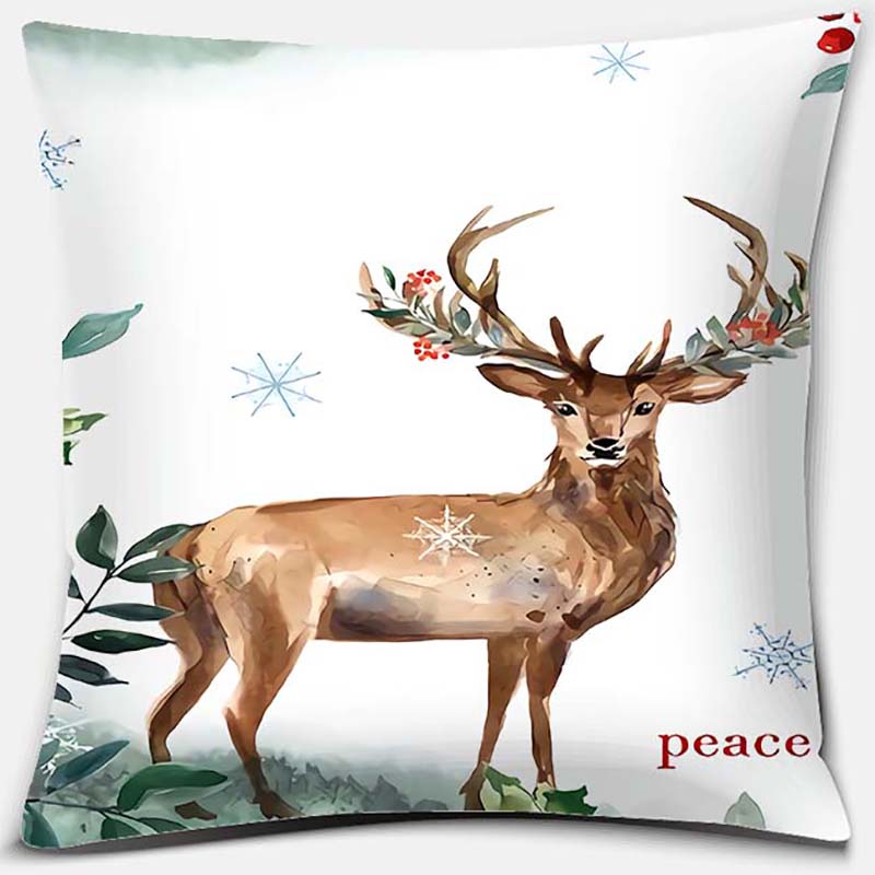 Christmas Deer Pattern Pillowcase Square Pillowcase Home Office Decoration Pillowcase