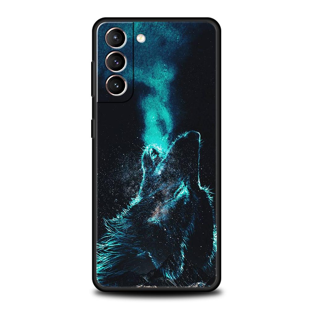 Moon Roaring Wolf Case for Samsung Galaxy S24 S23 S22 S20 S21 FE Ultra S24 S23 S10 S10E S9 S8 Plus 5G Silicone Phone Cover Capas