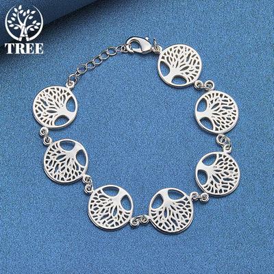 925 Sterling Silver Tree of Life Chain Bracelet Jewelry