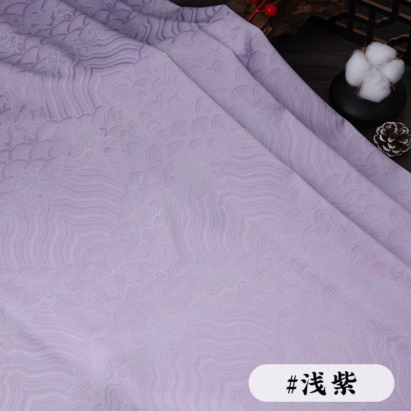 Wave Jacquard Fabric Micro Stretch Breathable By The Meter for Hanfu Dress Horse Face Skirt Sewing Anti Wrinkle Cloth White Red