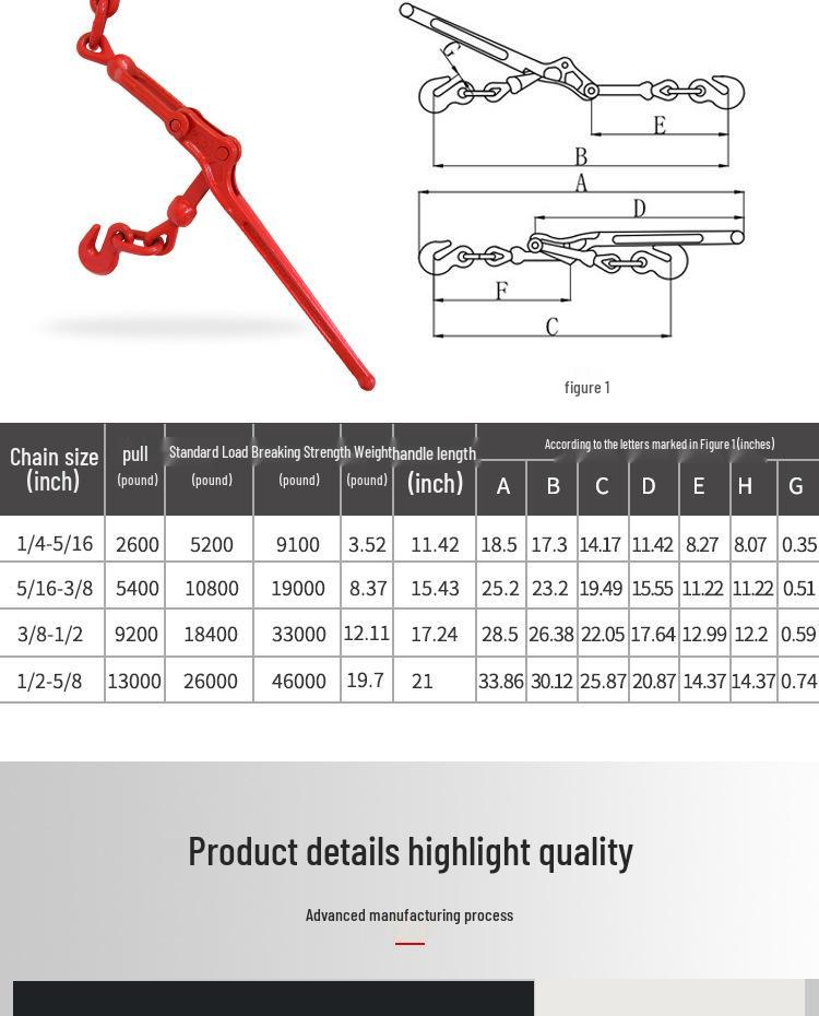 Iron Chain Wire Tightener with Double Hook Lever for Steel Rope Adjustment