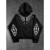 Trendy Streetwear Men's Dark Style Zip-Up Hoodie, Essential for Autumn and Winter Fashion