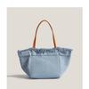New Trendy Niche Design Denim Splicing Versatile Hand-held Women's Bag Casual Canvas Vegetable Basket Bucket Bag