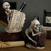 Creative Halloween Skull Pen Container, Spider Man Theme Desktop Ornament, Home Office Pencil Holder Decor