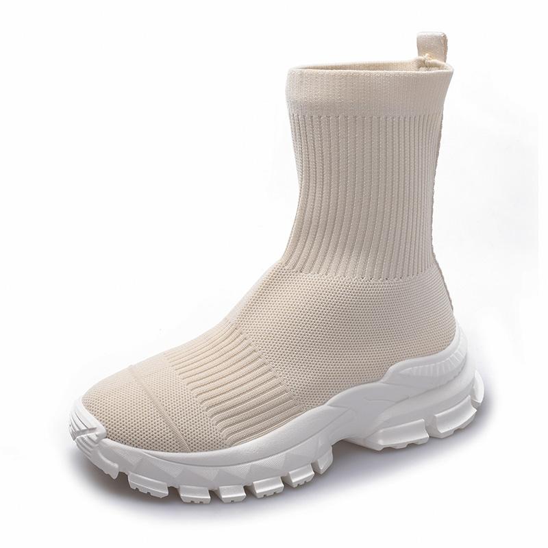 Knit Socks Boots Womens Fashion Trends New Sports Shoes Platform Chelsea Slip-On Casual Elegant Black Sneaker