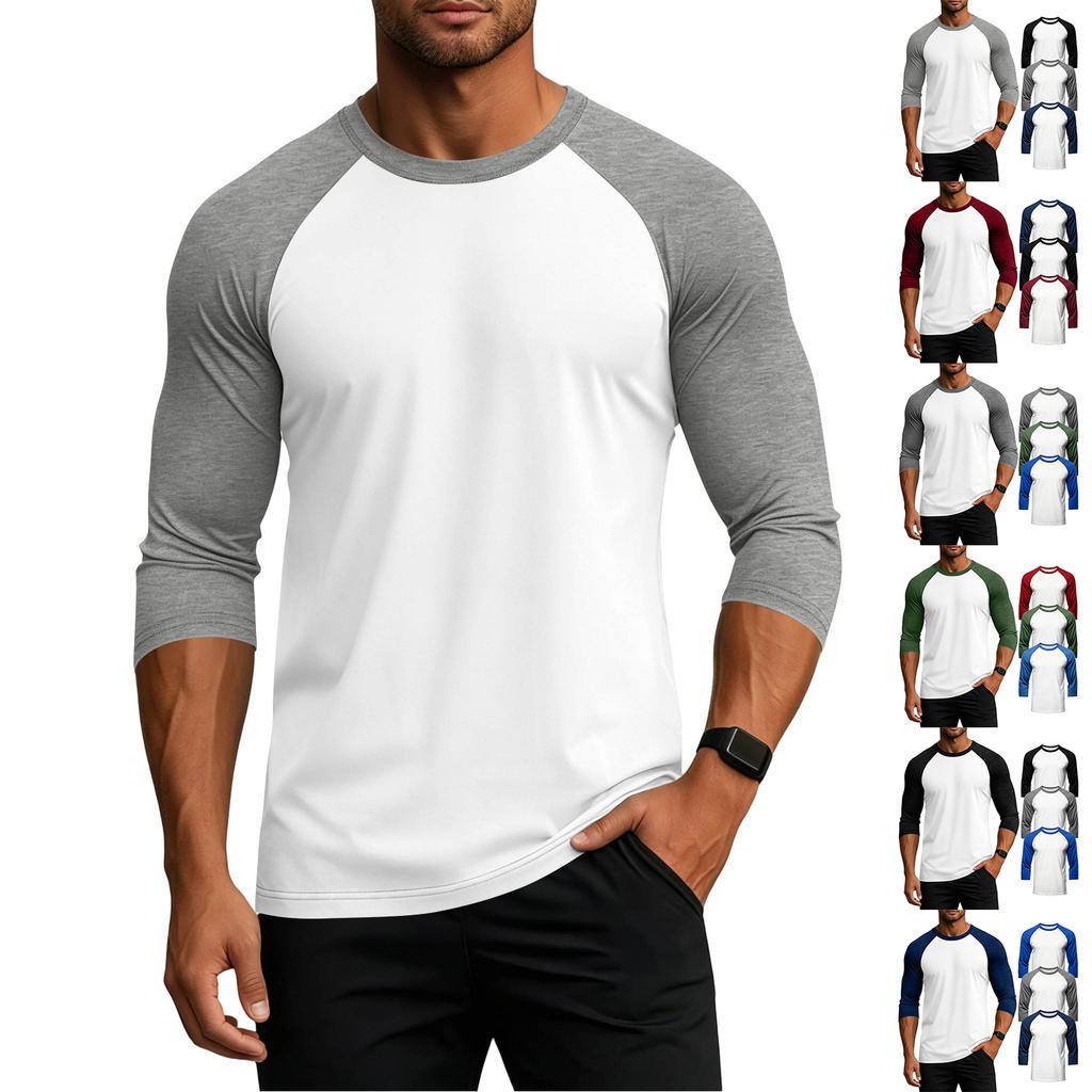 Men's Raglan Sleeve Athletic Shirt Three Pack 3/4 Sleeve Lightweight Breathable Sports Tops for Gym Running Training Casual Wear