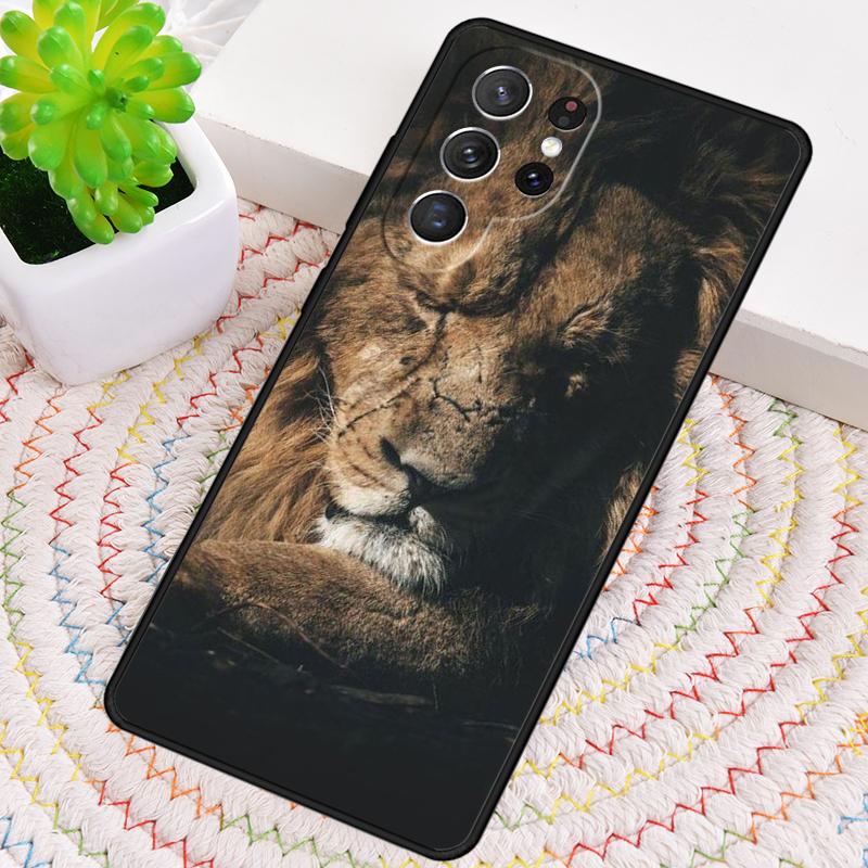 Alpha King Lion Drawn Art Phone Case for Samsung Galaxy note 10 pro S26 Ultra S23 S24 FE S25 S21 S22 PLUS shockproof Cove
