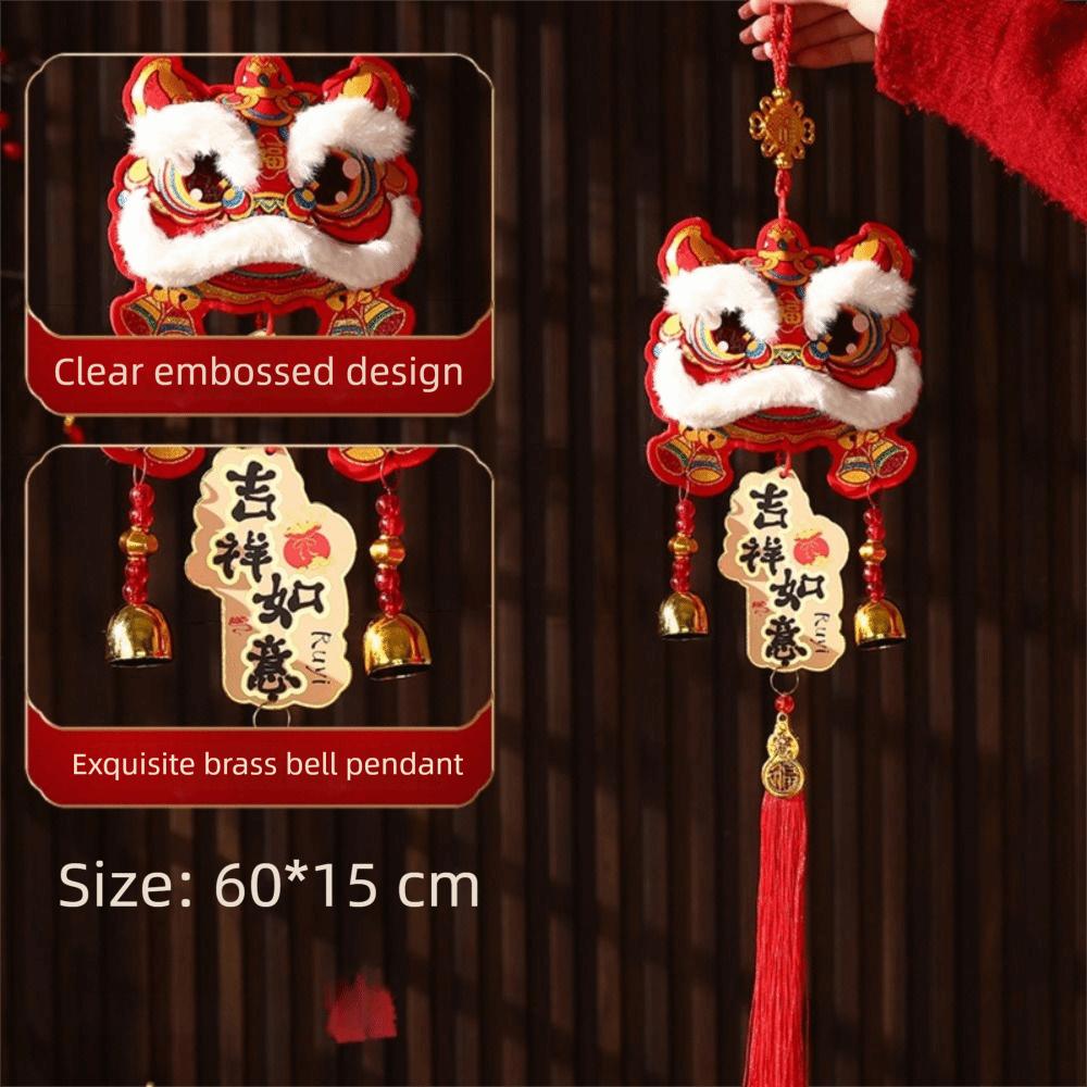 Gold Foil Embossing New Year Decorative Hangings with Tassel Chinese Style Festive Ornaments Bell Pendant