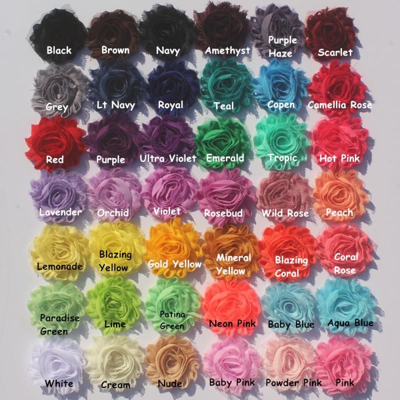 1 år 2,5 tum Shabby Chiffonblommor för Babyflickors Hårband Chiffon Fransiga Blommor för Att Göra Barn Romper Klänningstillbehör