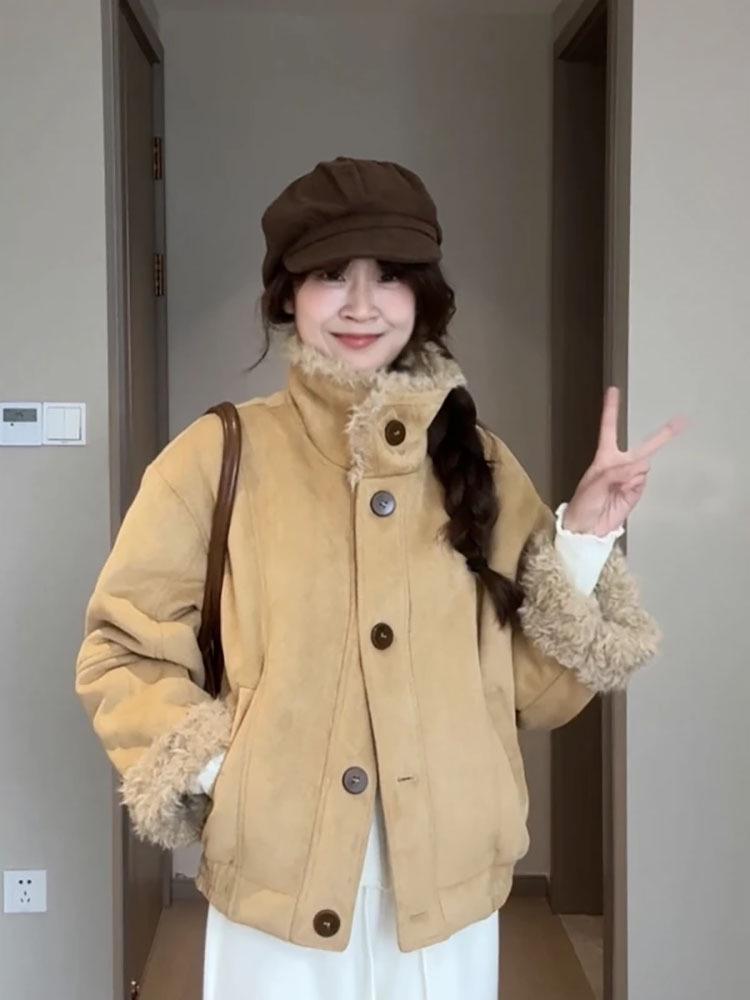 Women's Warm-Toned Relaxed Weekend Fur Coat: Korean Style Winter Cotton Jacket, Bestseller