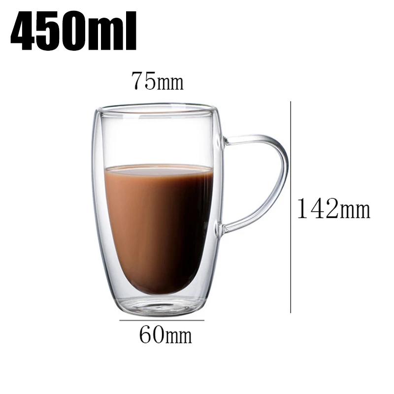 High-grade Double-layer Insulated Glass Cup Coffee Tea Drink Water Beer Creative Transparent Mug Gift Household Office Use Sets