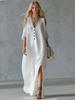 Nieuwe Kantafwerking Losse Schouder Dames Casual Jurk Lange Rok