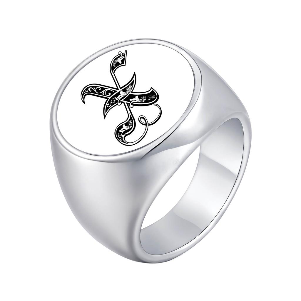 Vnox Personalized Retro Initials Signet Ring for Men, 20mm Wide Band Rings Stainless Steel Letters Custom Jewelry Gifts for Him