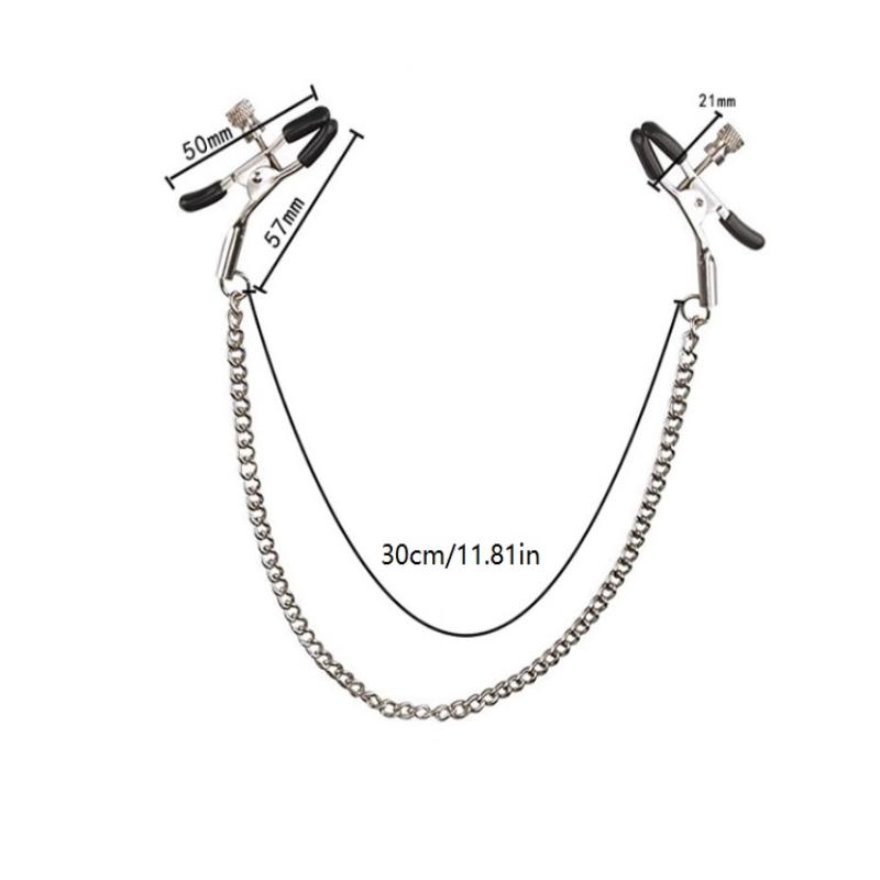 Adjustable Chain Metal Nipple Clamps Clips for Adult Women Cosplay Fantasy Soft Rubber Tips Non Slip Couples Intimate Toy