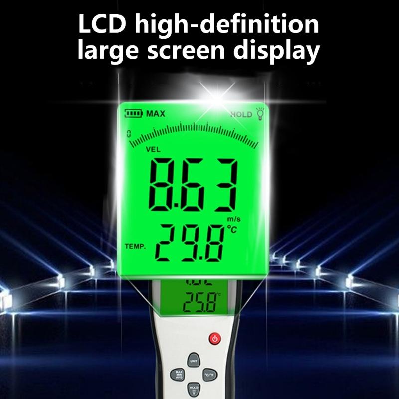 Professional Handheld Wind Gauge Meter With Wide Ranges 0.3-45m/s Precisions Anemometer For Ventilation System Testing