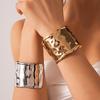 Heavy Industry Metal Folded Wide Round Open Bracelet Arm Ring Jewelry