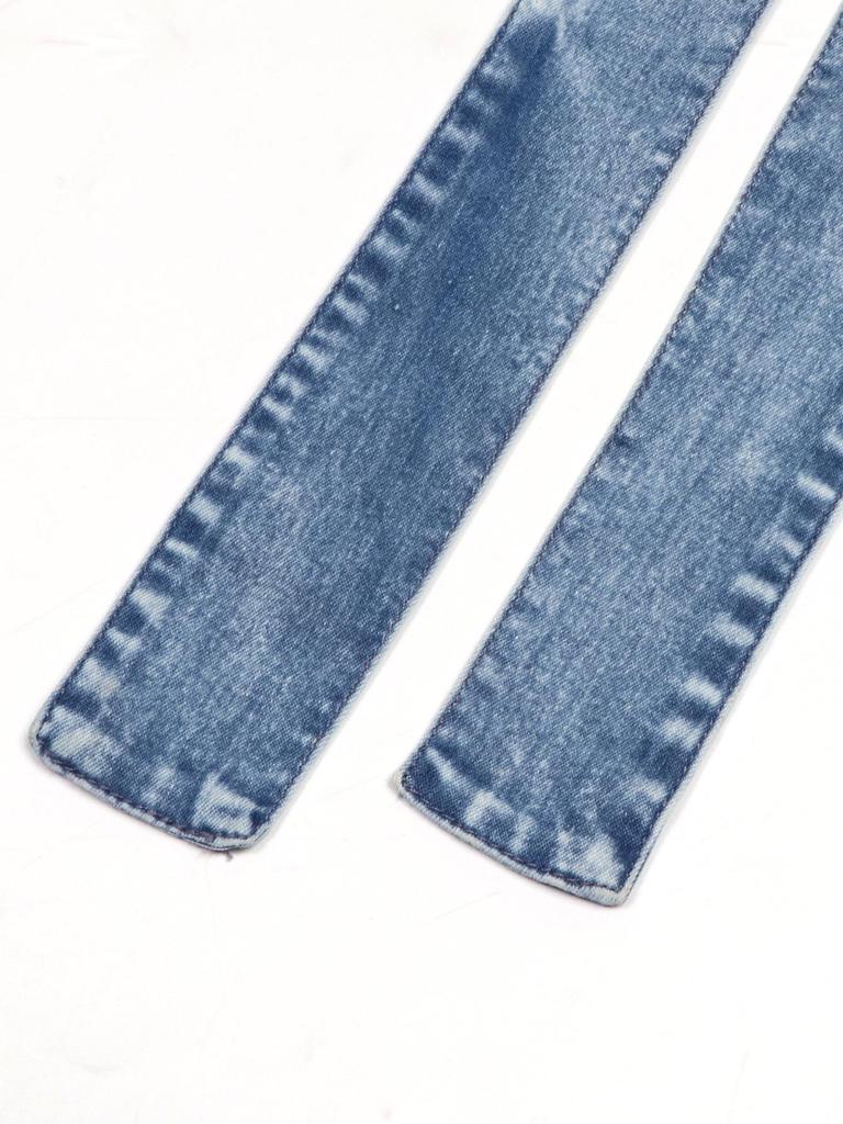 Women's Sleeveless A-Line Denim Dress with Lapel and Waist-Cinched Design