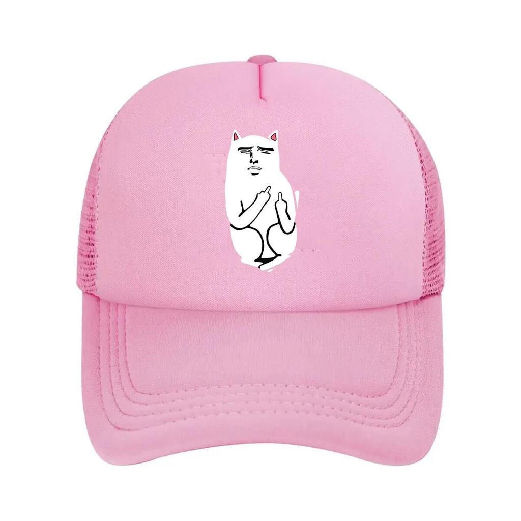Cat with Devil Horns Meme Fashion Mesh Baseball Cap Breathable Casual Hats Outdoor For Unisexs And Womens