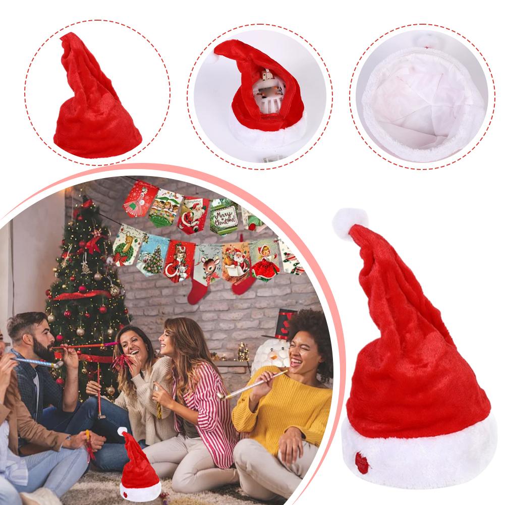 Singender und tanzender Weihnachtshut Elektrischer Weihnachtsmannhut Musikalischer Weihnachts Hut Weihnachtsfeier Zubehör Geschenke (Keine Batterie)